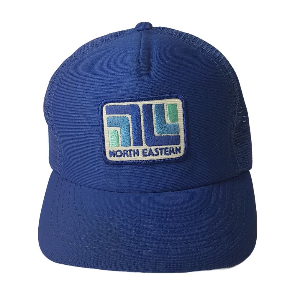 Vintage 80s NORTH EASTERN Hat Snapback Trucker Hat Classic Cap Blue